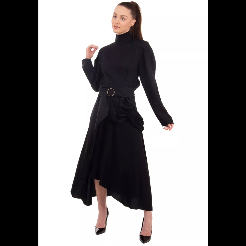 LADO BOKUCHAVA Asymmetric Hem Dress W/Shoulder Pad